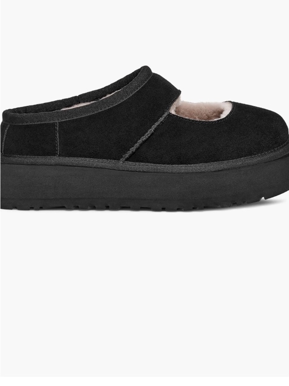 UGG Black Suede Platform Mary Jane Mule